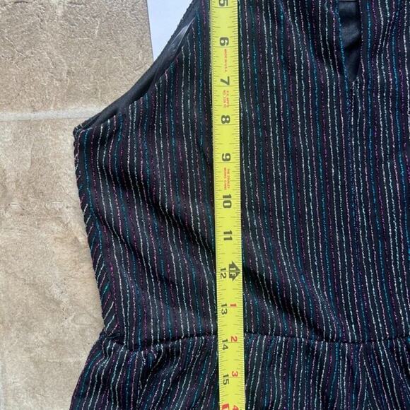 Knit Works Jumpsuit Romper Black Multi-color Striped Shimmer Swiftie Disco NWT - Picture 7 of 11